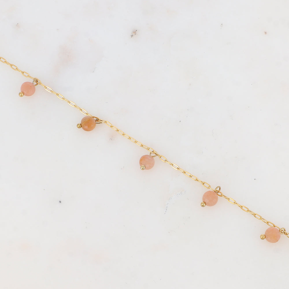 Chaîne de cheville avec perles en pierres naturelles (23+5CM)