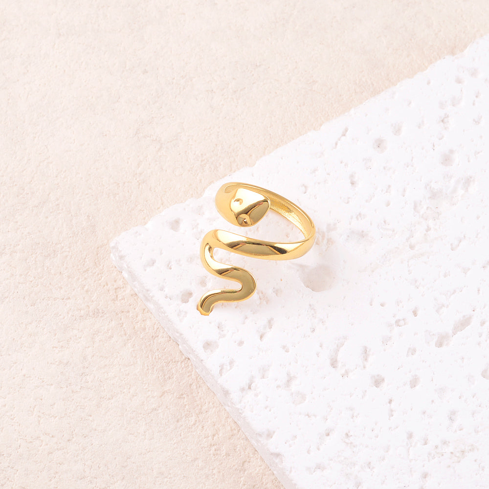 Bague lisse en forme de serpent, ajustable devant