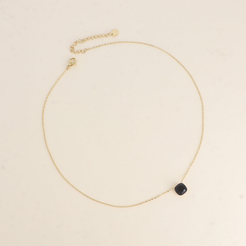 Collier - maille forçat, orné de cristaux de Swarovski® - Jet 38+5 cm - Diamètre du cristal: 8mm