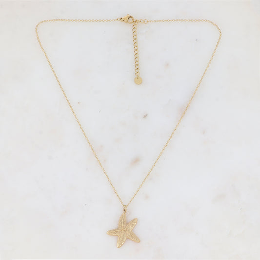 Collier avec pampille forme étoile de mer texturée