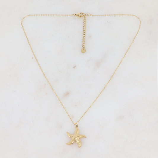 Collier avec pampille forme étoile de mer texturée