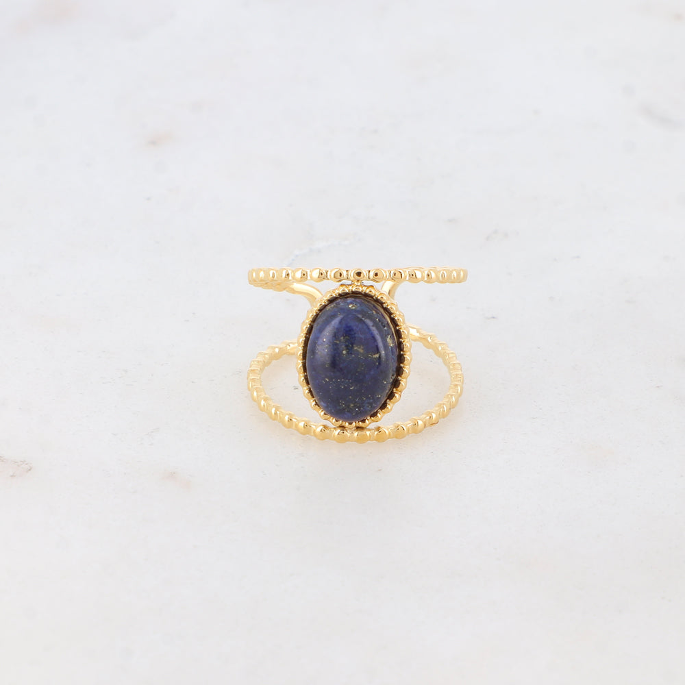 Bague avec pierre naturelle ovale - Lapis lazulite