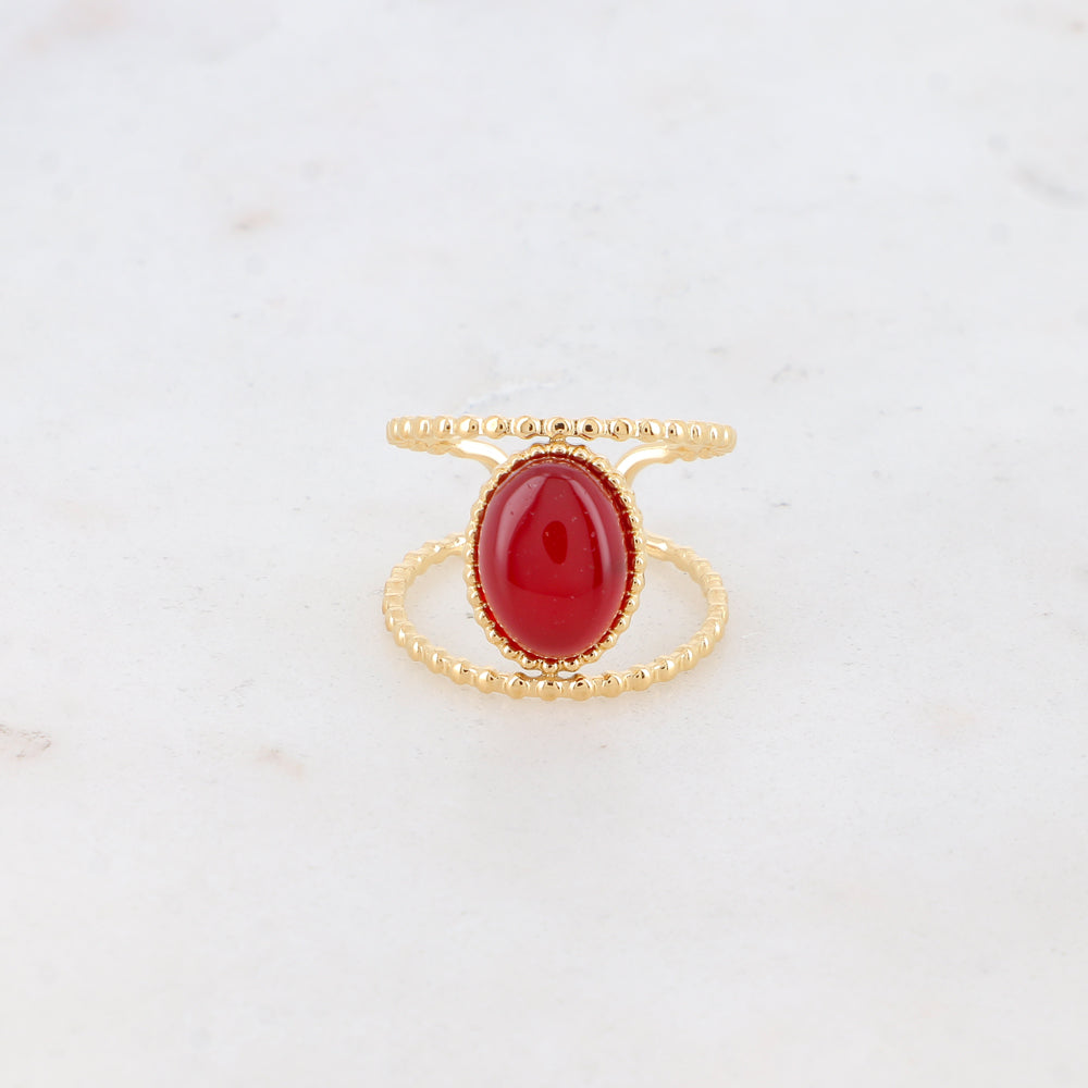 Bague avec pierre naturelle ovale - Cornaline
