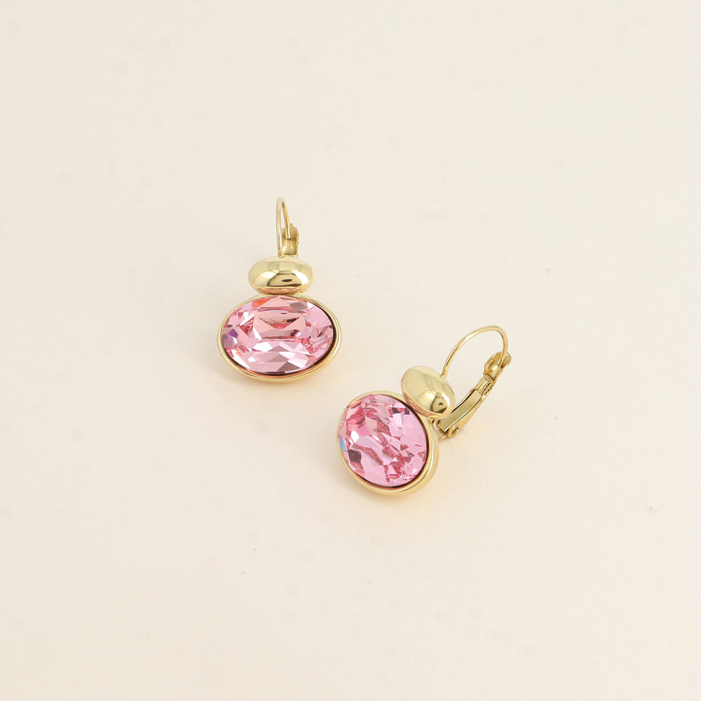 Boucles dorées - ornées de cristaux de Swarovski® - Light rose