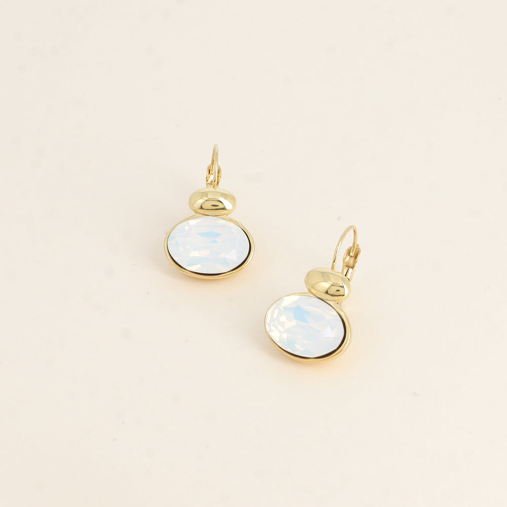 Boucles dorées - ornées de cristaux de Swarovski® - White opal