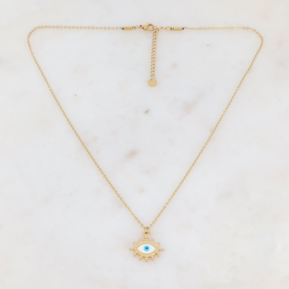 Collier avec pendentif émaillé avec motif œil (45+5CM)