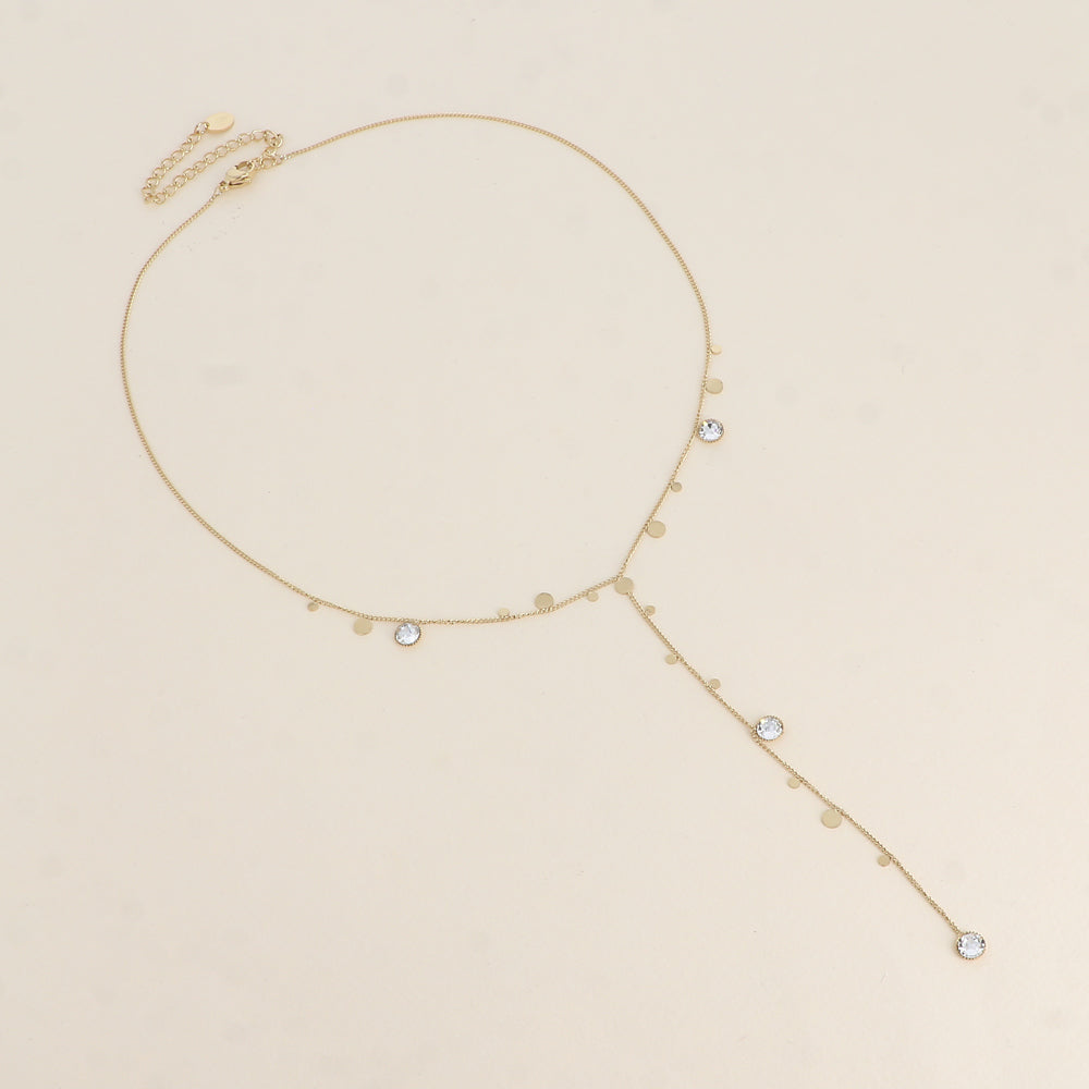 Collier en Y - orné de cristaux de Swarovski® 38+7 cm - Longueur de la chaîne pendante : 10 cm - Diamètre des cristaux : 0,5 cm