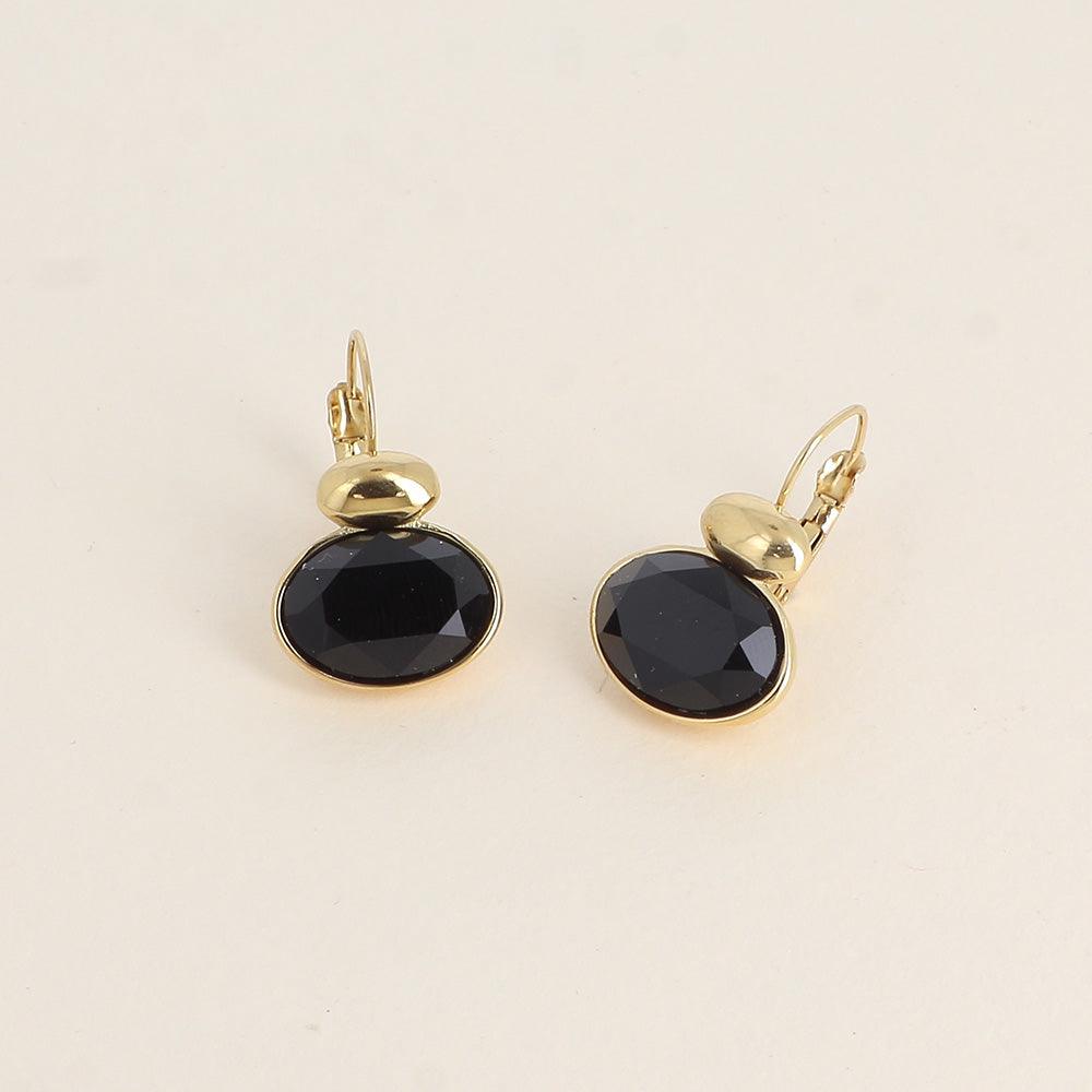 Boucles dorées - ornées de cristaux de Swarovski® - Jet