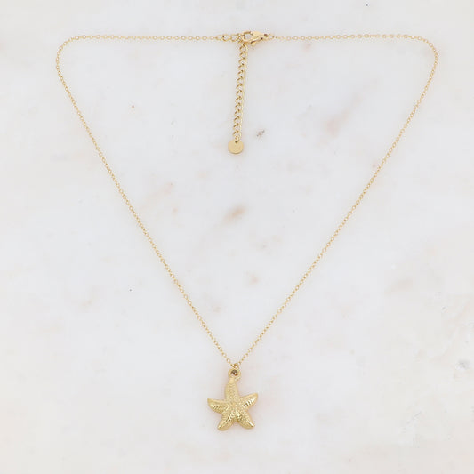 Collier avec pampille forme étoile de mer texturée (40+5CM)