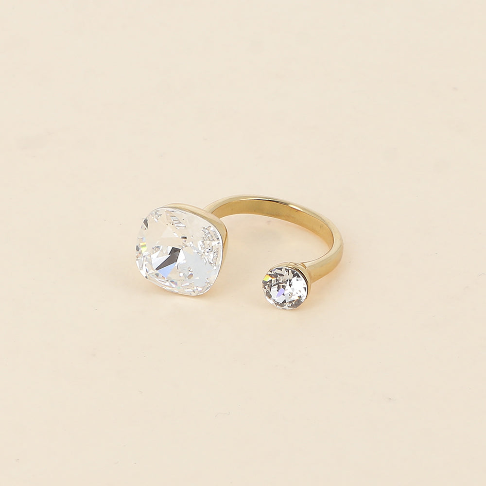 Bague - ornée de 2 cristaux de Swarovski® - Cristal