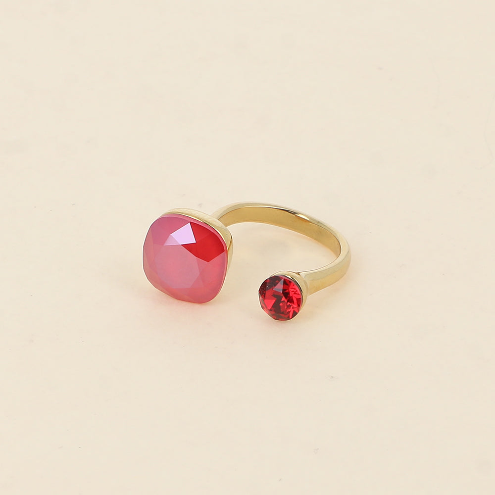Bague - ornée de 2 cristaux de Swarovski® - Royal red & Scarlet
