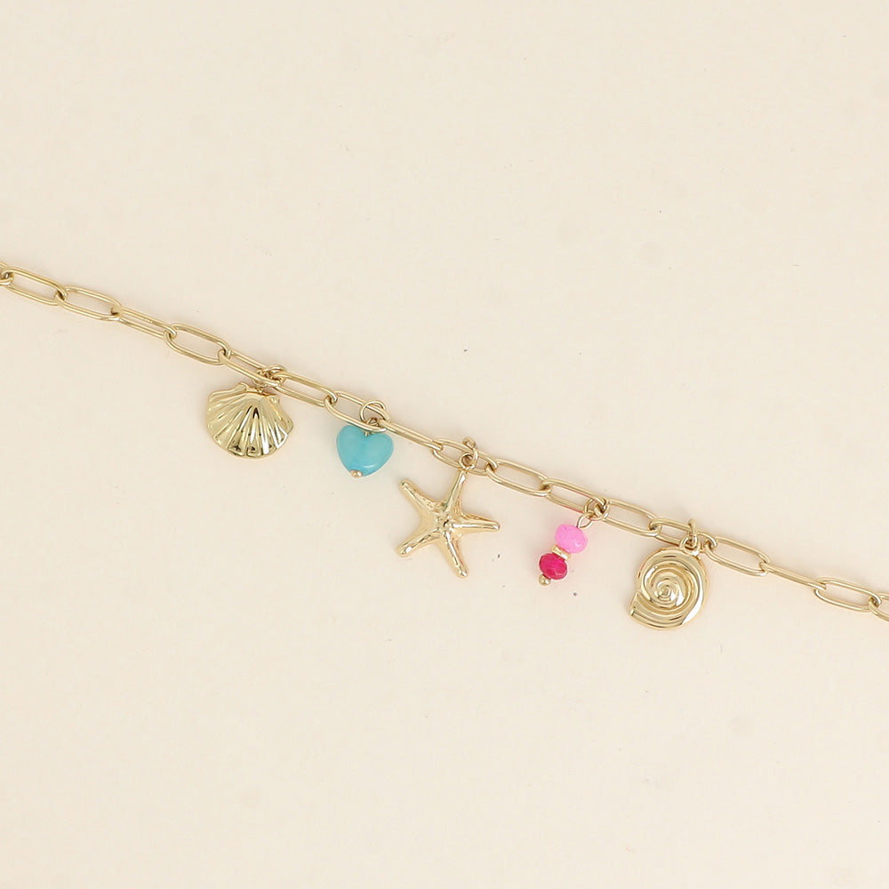 Bracelet - coquillages, étoile de mer 17+3 cm