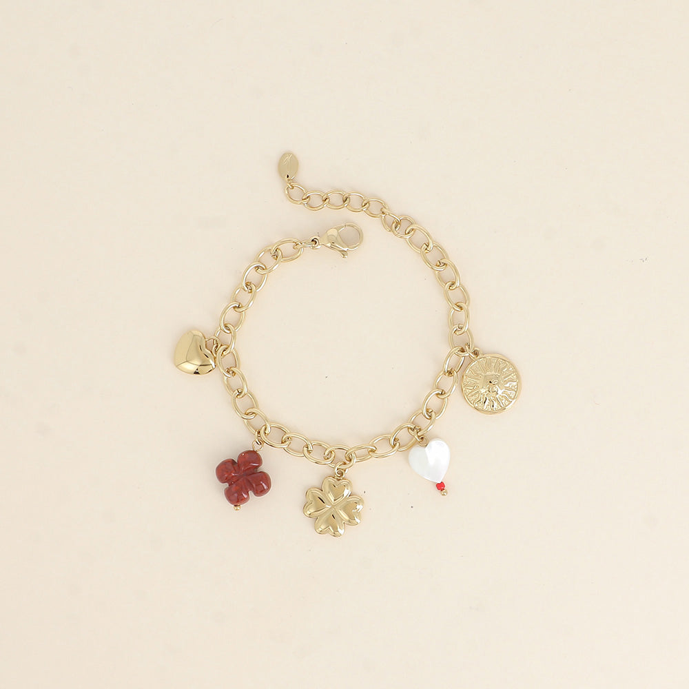 Bracelet - trèfles, soleil, cœurs (17+3 cm)