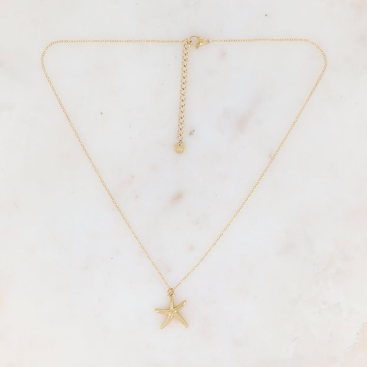 Collier avec pendentif forme étoile de mer lisse (40+5CM)