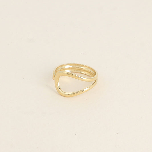 Bague ouverte - forme arrondie ajourée et deux barres