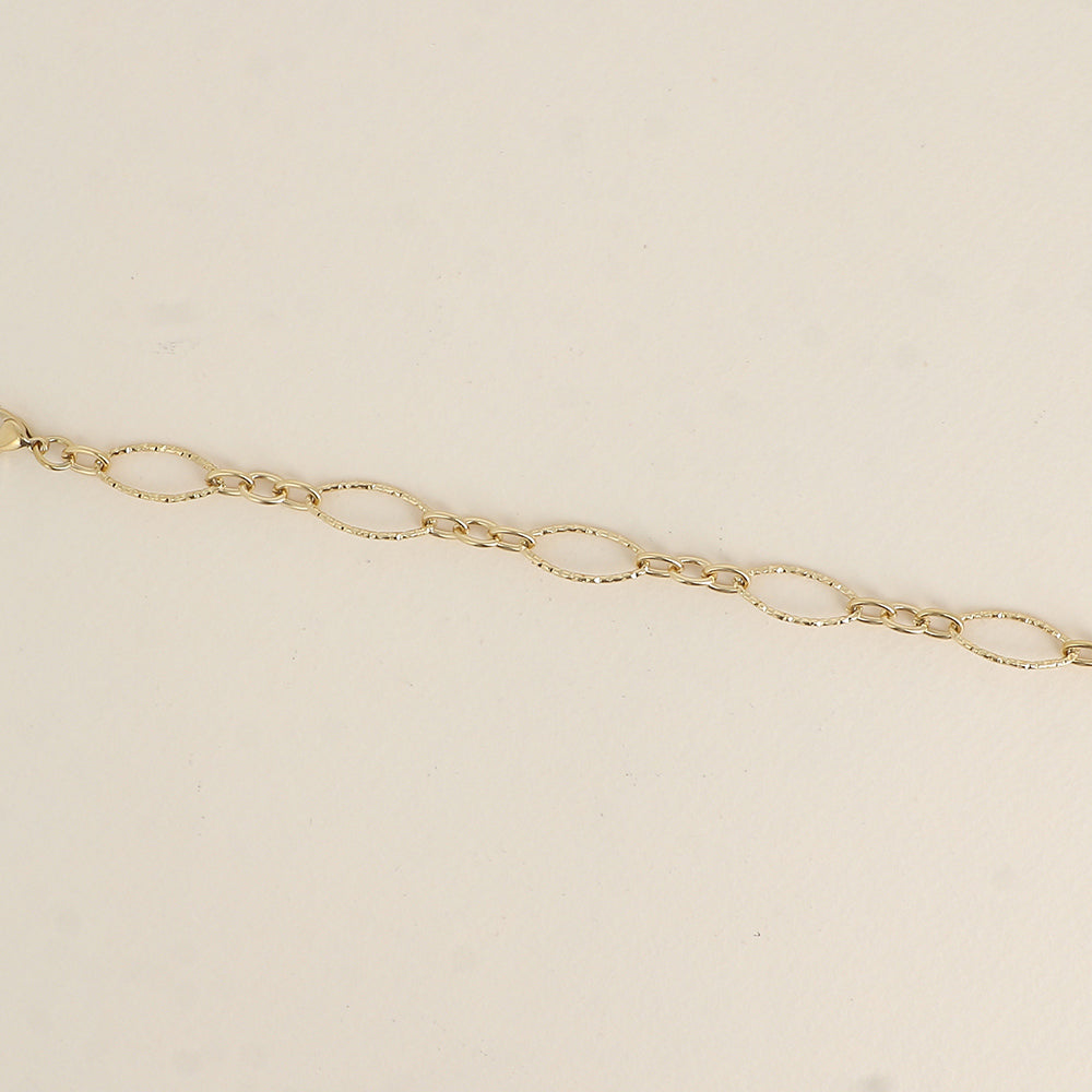 Bracelet - maillons alternés ovales dentelés et texturés (16,5+3 cm)