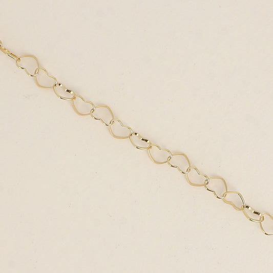 Bracelet - maillons cœurs et pendentif lune - 19cm