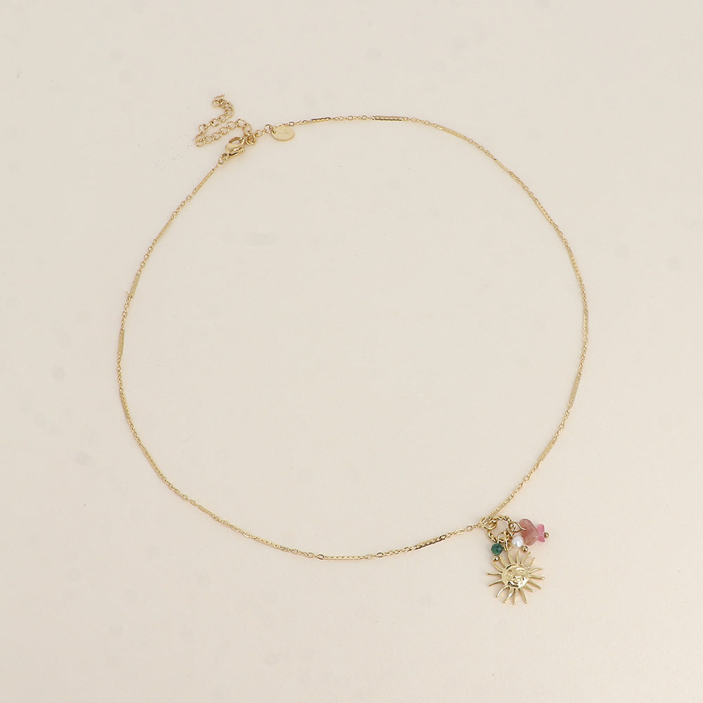 Collier - soleil, pierres naturelles 45+7 cm