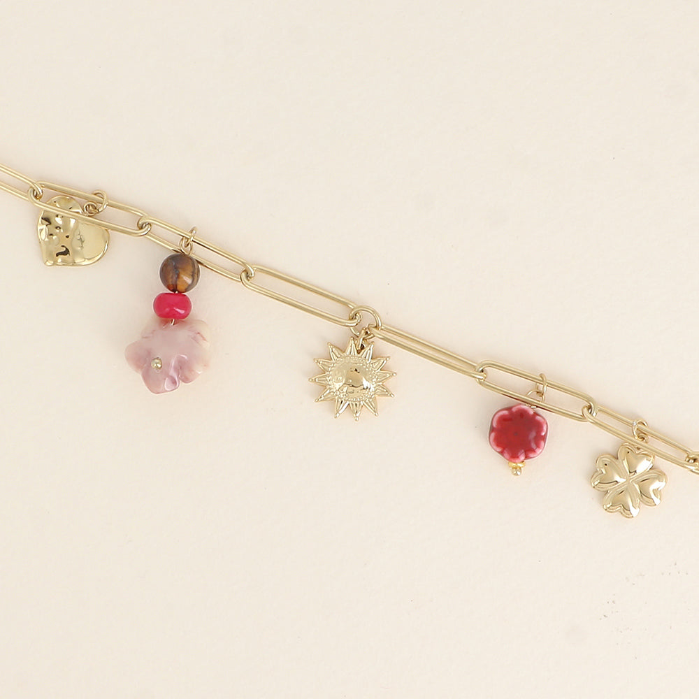 Bracelet - trèfle, soleil, fleurs, cœur (17+3 cm)
