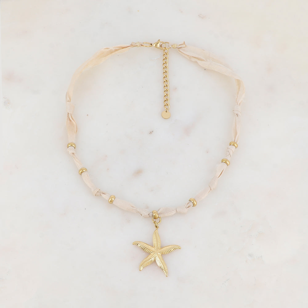 Collier ruban Liberty avec étoile de mer texturée (39+5CM)