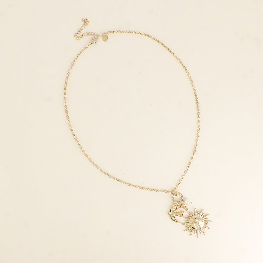 Collier - éclipse, oiseau totem, perle de résine 40+7 cm