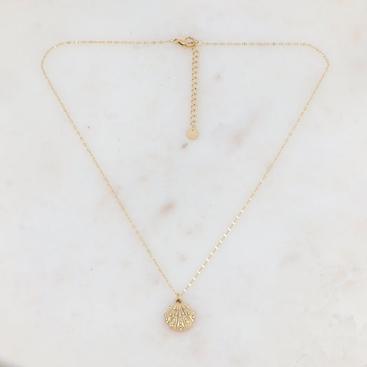 Collier avec coquillage strassé 40+5 cm