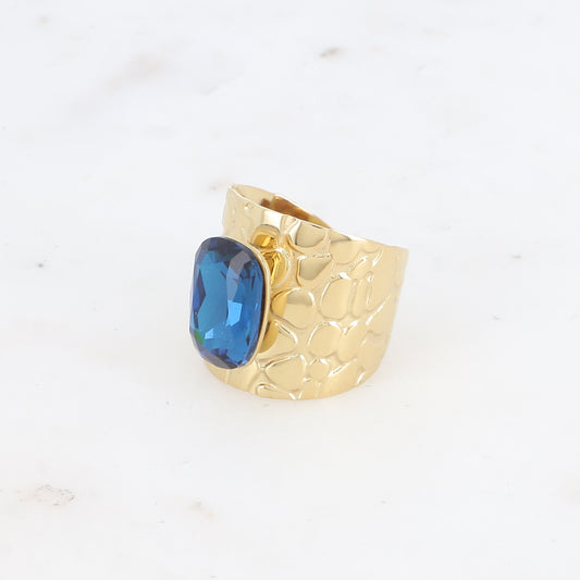 Bague large - anneau écaille et cristal taillé - Montana