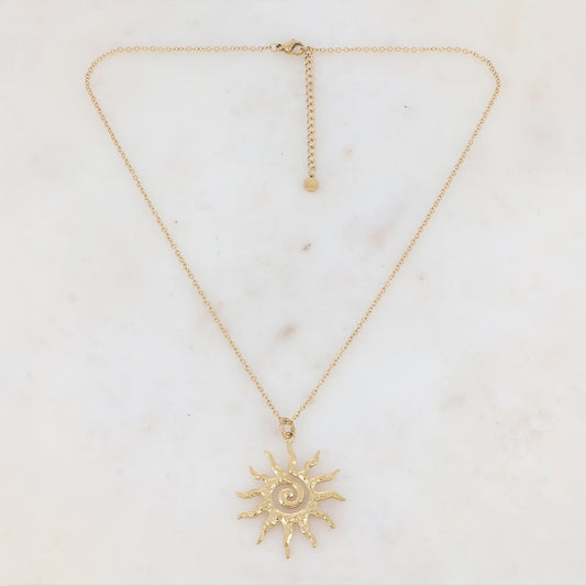 Collier doré avec soleil texturé 45+5 cm