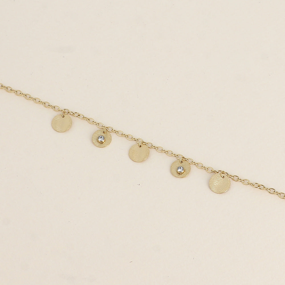 Bracelet - boules et pampilles rondes effet pailletées avec oxydes de zirconium (16,5+3 cm)