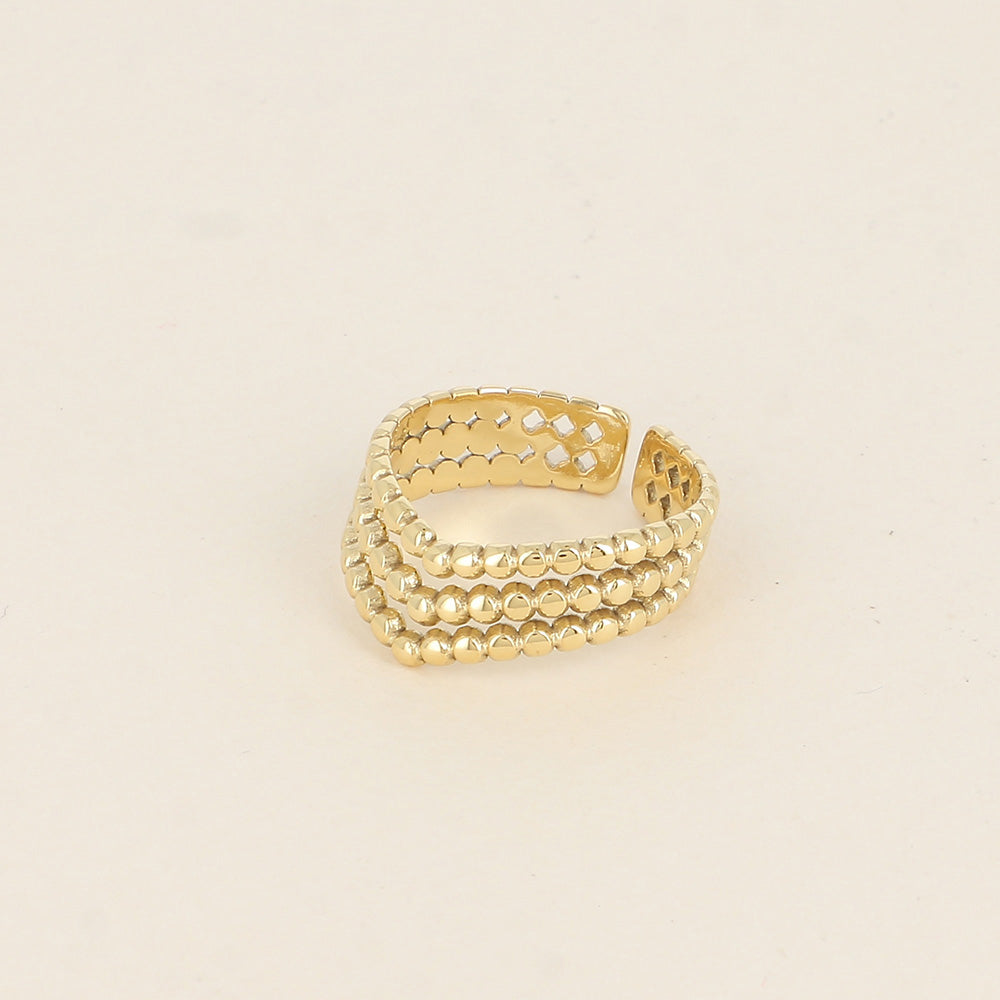 Bague - 3 rangs effet mil grain formant un V