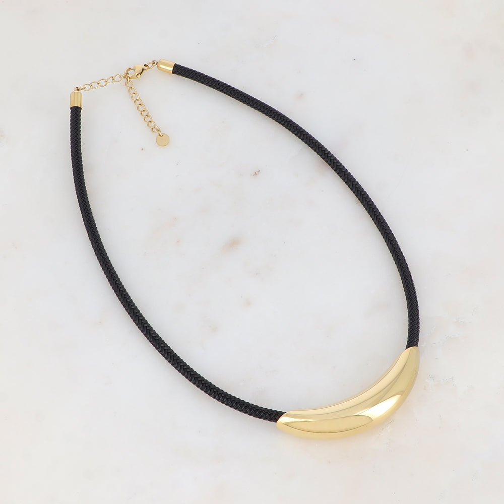 Collier sur cordon avec pièce dorée 40+5 cm
