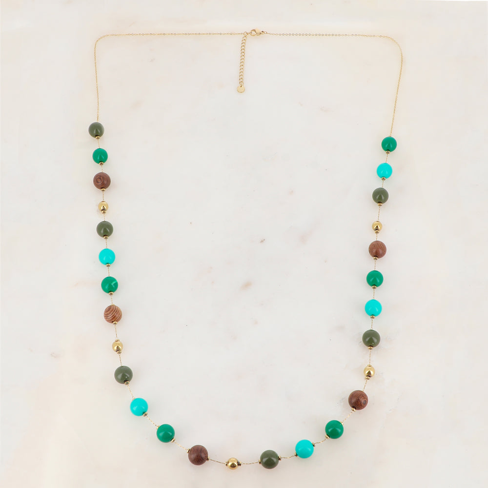 Sautoir avec perles en résine (90+5CM)