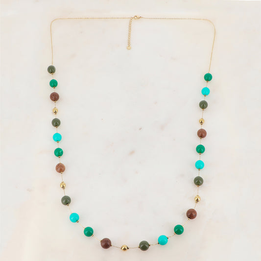 Sautoir avec perles en résine (90+5CM)