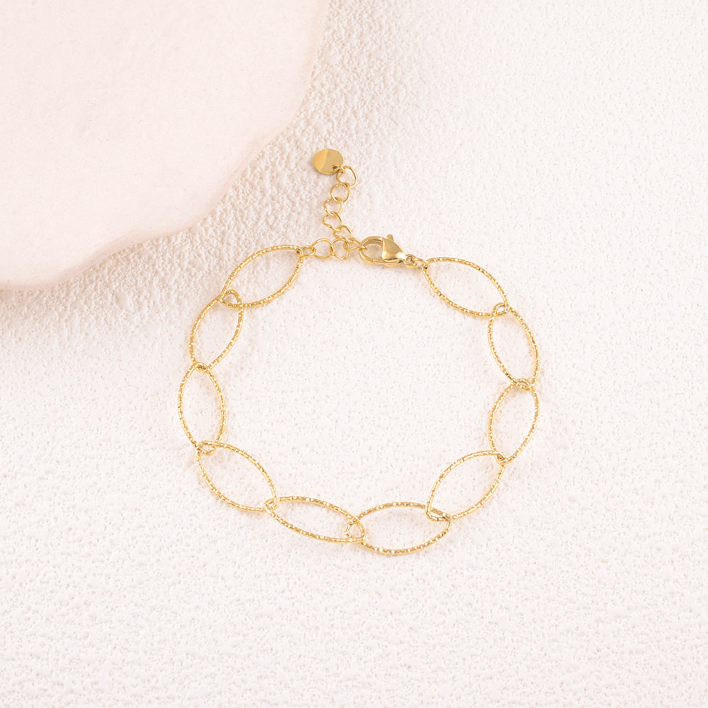 Bracelet - maillons alternés ovales dentelées
