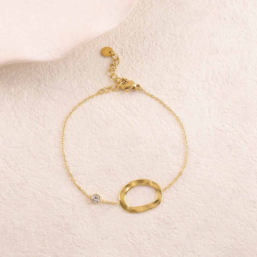 Bracelet avec strass et anneau géométrique