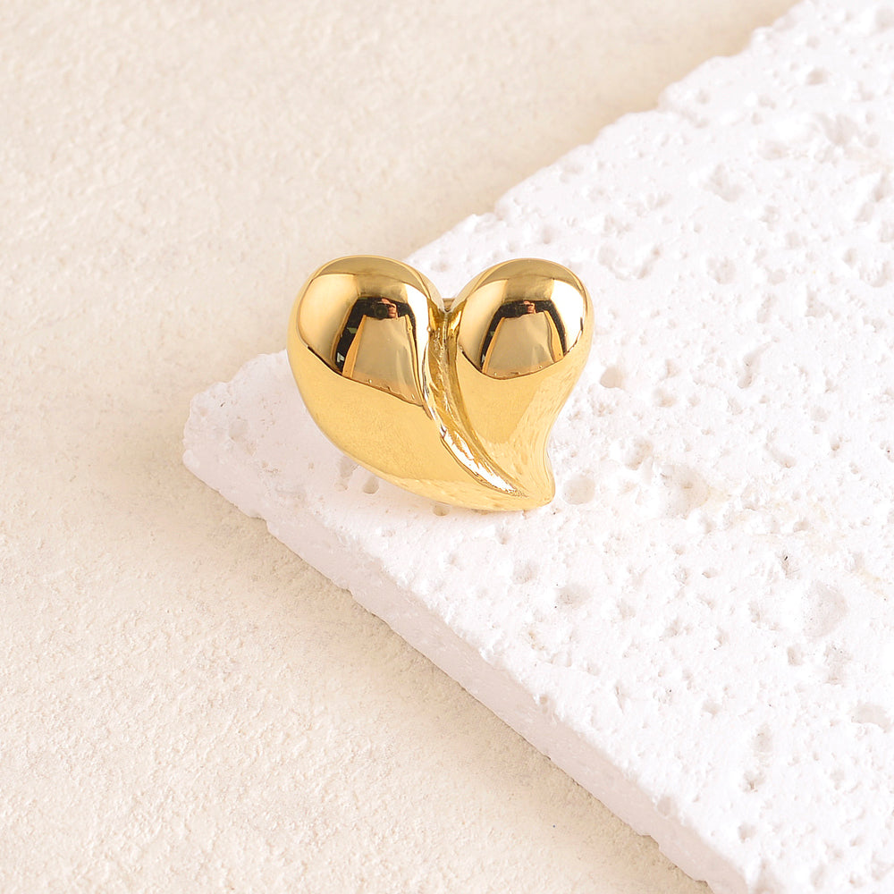 Bague avec pièce cœur lisse et effet miroir