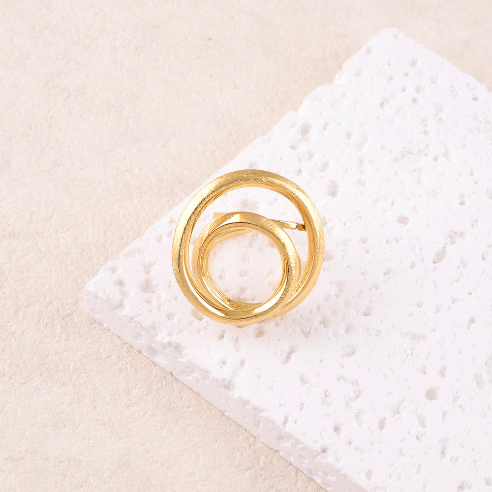 Bague avec double anneaux effet brossé