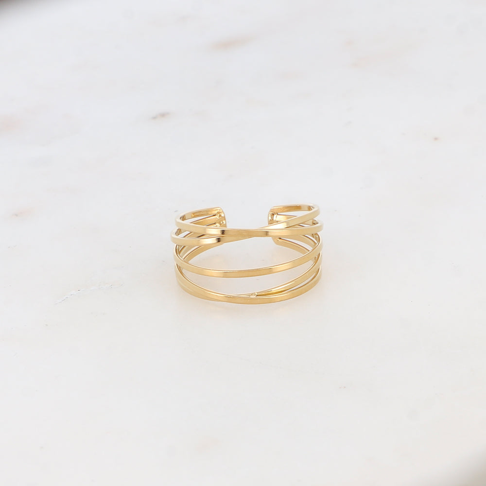 Bague multirangs lisses et texturés