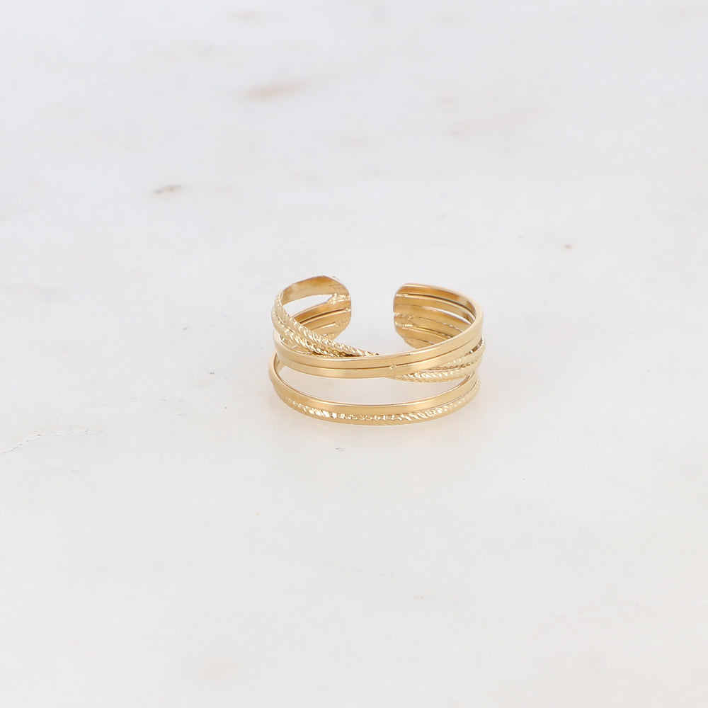 Bague multirangs lisses et texturés