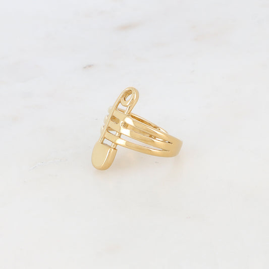 Bague 3 rangs lisses avec motif epingle