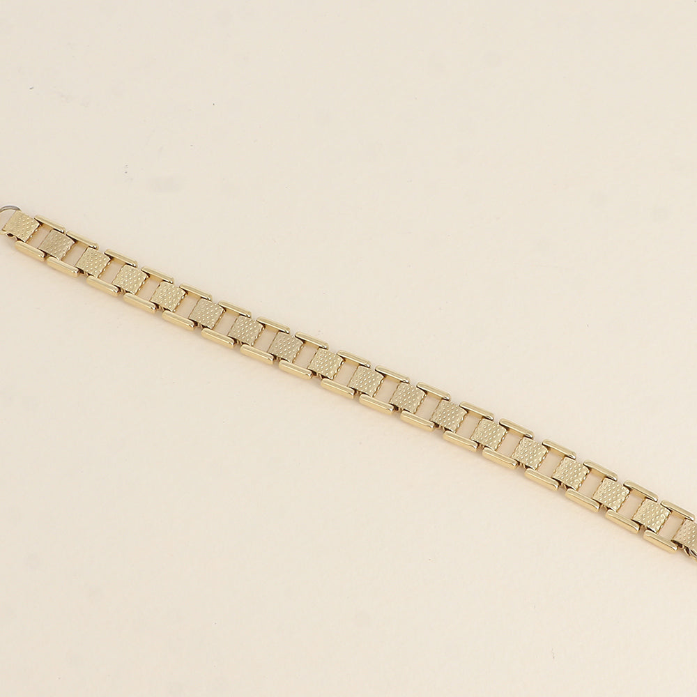 Bracelet - maille carrée et tubes martelés alternés (17+3 cm)