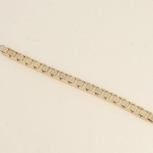 Bracelet - maille carrée et tubes martelés alternés (17+3 cm)