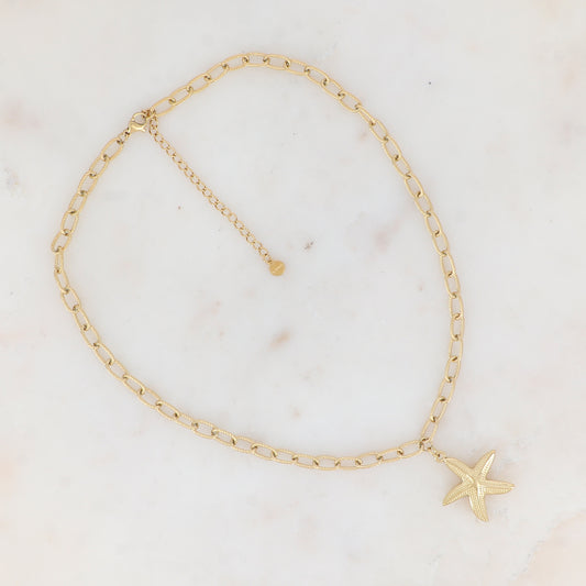 Collier en maille avec pampille étoile de mer (41+7CM)