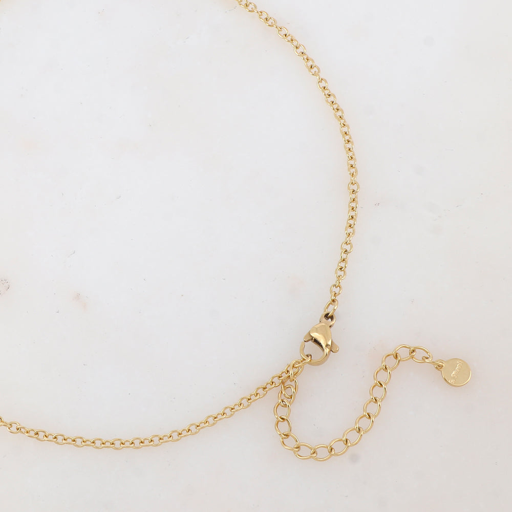 Collier en maille avec trèfle porte-bonheur lisse effet miroir (50+5CM)