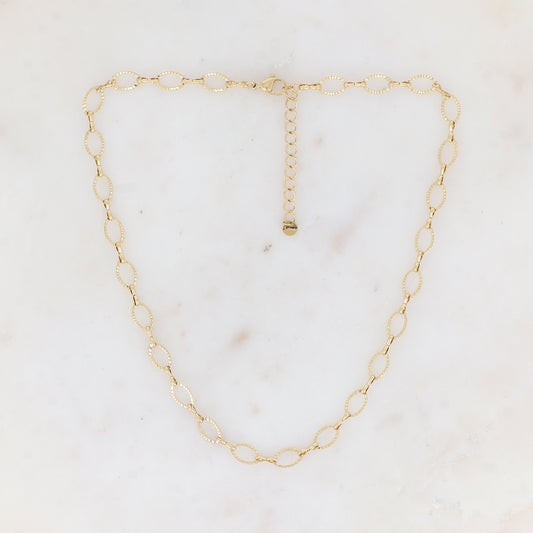 Collier - maillons ovales texturés (Epaisseur de la maille : 7 mm) (40+5CM)