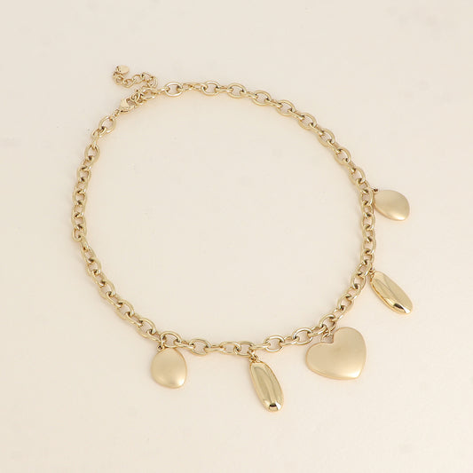 Collier - cœur effet mat et formes géométriques plates 40+5 cm