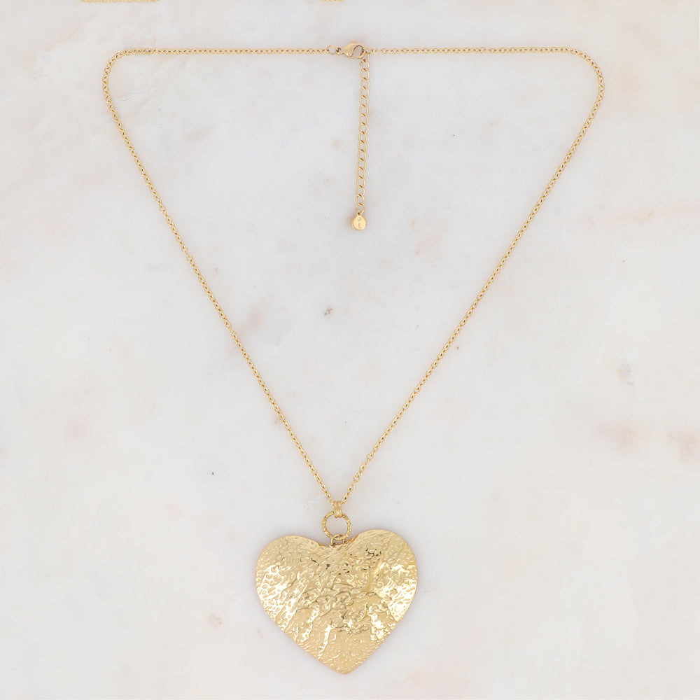 Collier en maille avec cœur martelé (50+5CM)