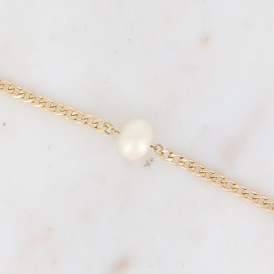 Bracelet en maille avec perle en résine effet nacré