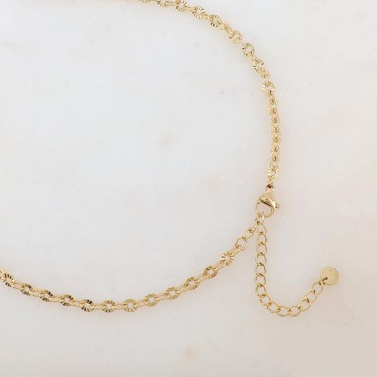 Sautoir en maille avec pendentif forme soleil (60+5CM)