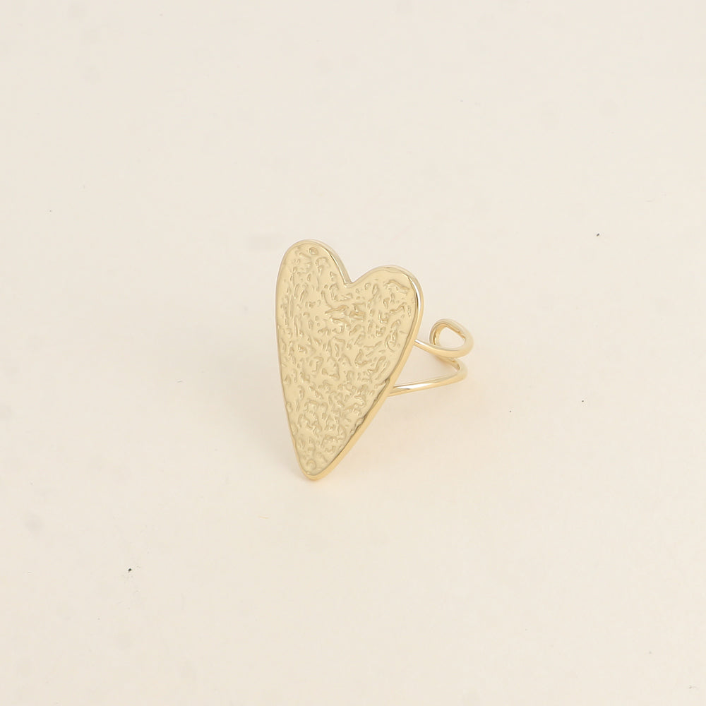Bague - grand cœur martelé